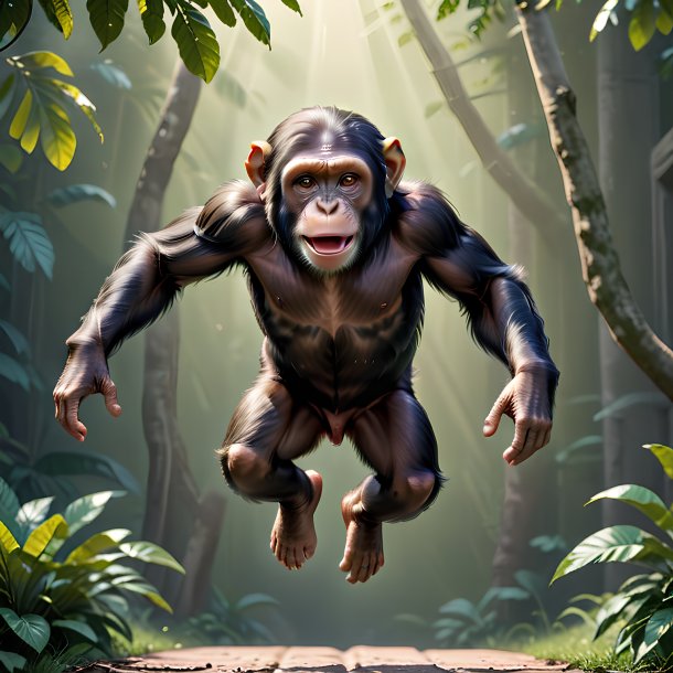 Picture of a jumping chimpanzee