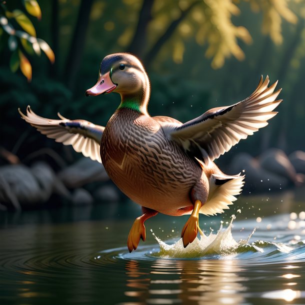 Picture of a jumping duck