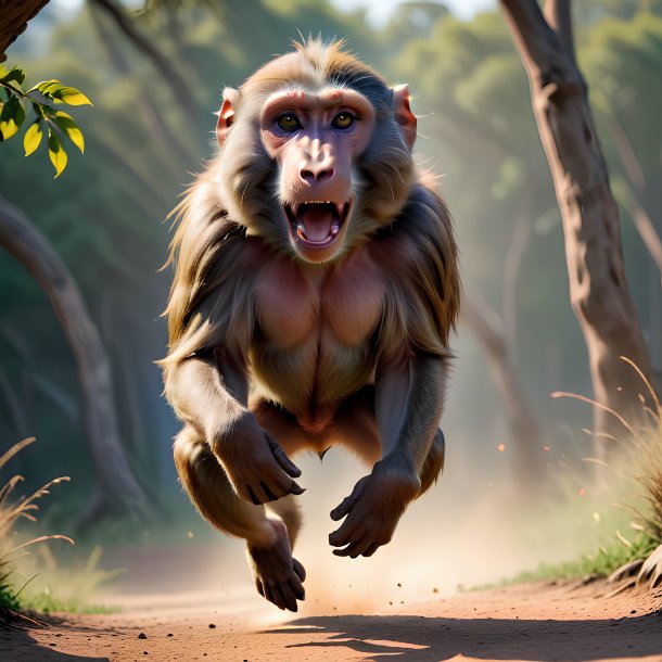 Picture of a jumping baboon