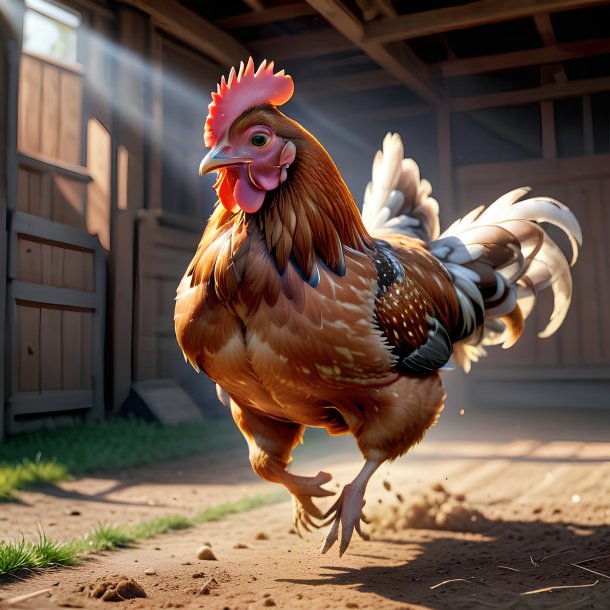 Foto de una gallina saltadora