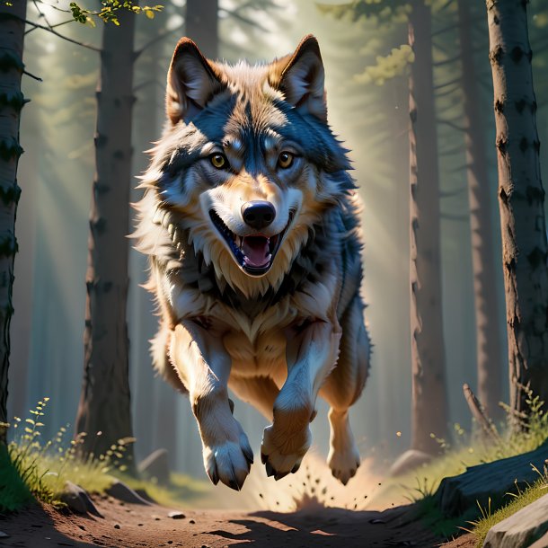 Picture of a jumping wolf