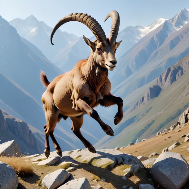 Photo d'un ibex sautant