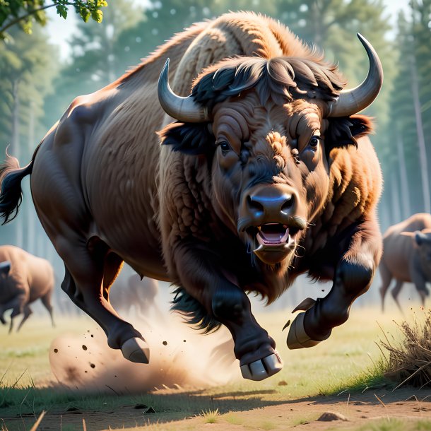 Picture of a jumping buffalo