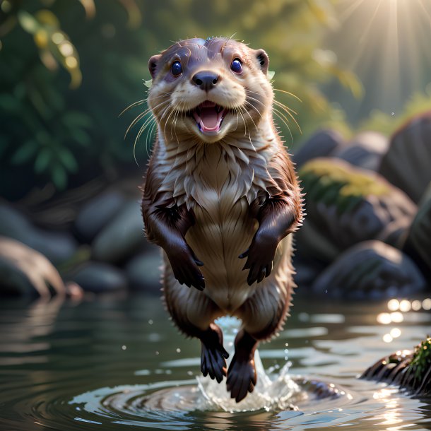 Photo d'une loutre sautante