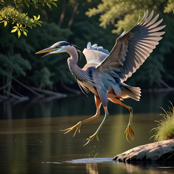 Picture of a jumping heron