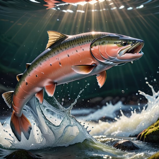 Picture of a jumping salmon