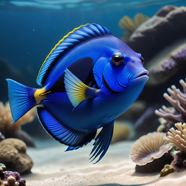 Picture of a jumping blue tang