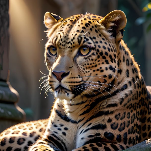 Imagem de um leopardo à espera