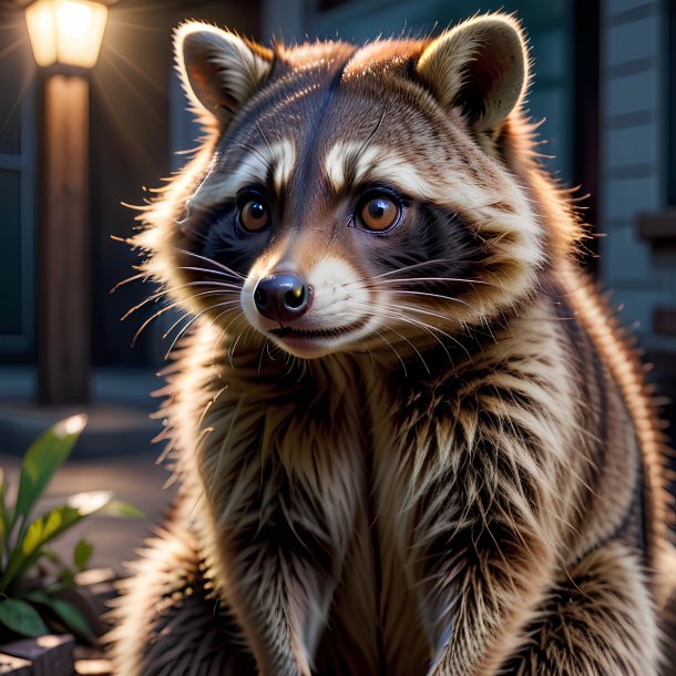 Picture of a waiting raccoon