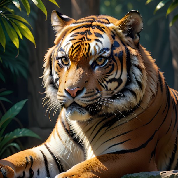 Imagem de um tigre à espera