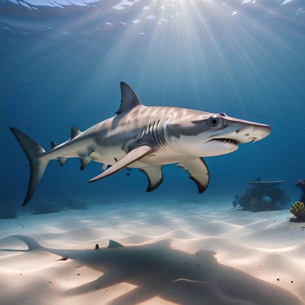 Picture of a waiting hammerhead shark