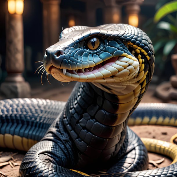 Foto de un rey cobra esperando