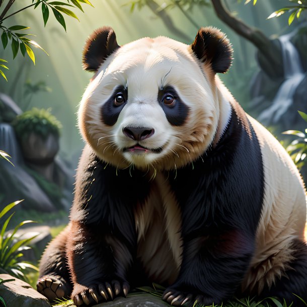 Imagem de um panda gigante à espera