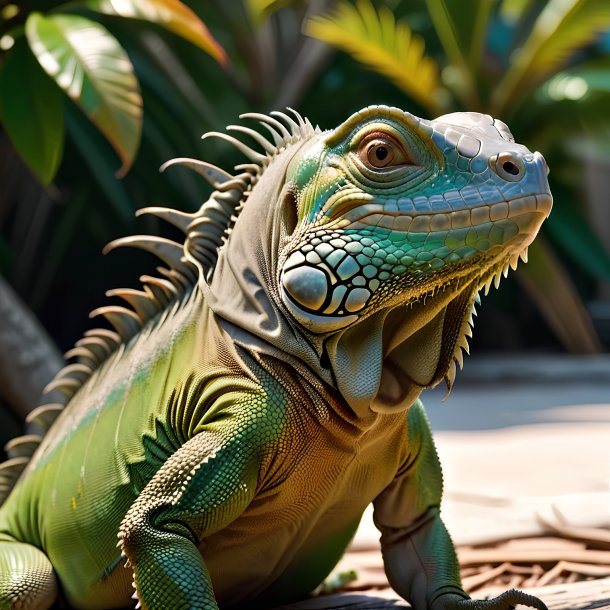 Photo d'une iguane d'attente