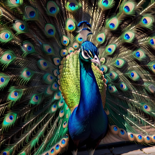 Foto de un pavo real en espera