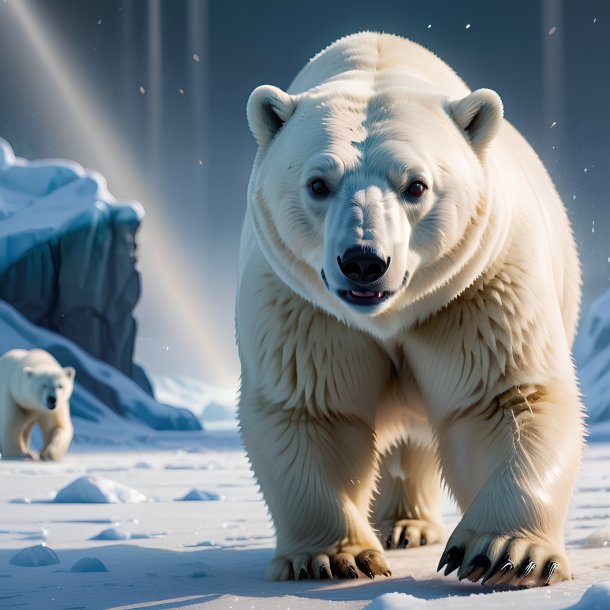 Imagem de um urso polar jogando