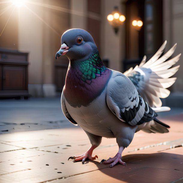 Photo d'un pigeon qui joue