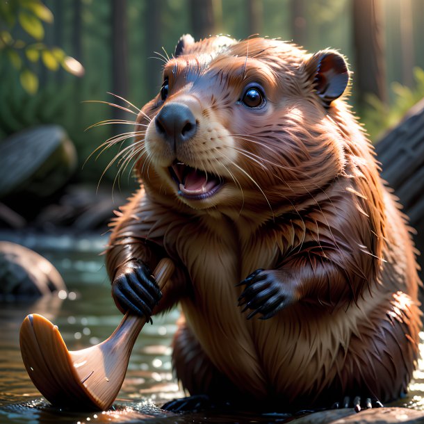 Picture of a playing beaver