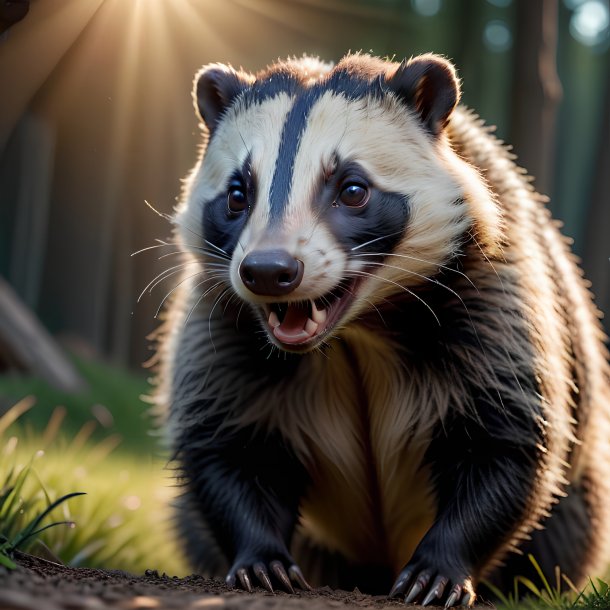 Picture of a playing badger