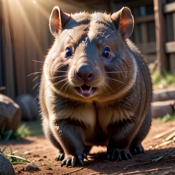 Picture of a playing wombat