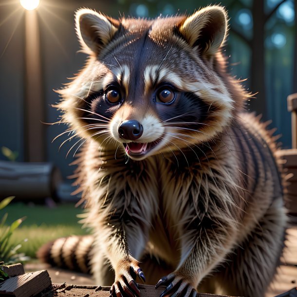 Picture of a playing raccoon