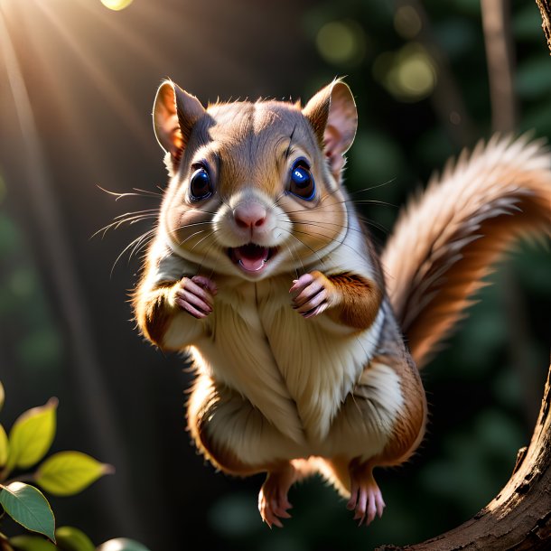 Foto de una ardilla voladora jugando