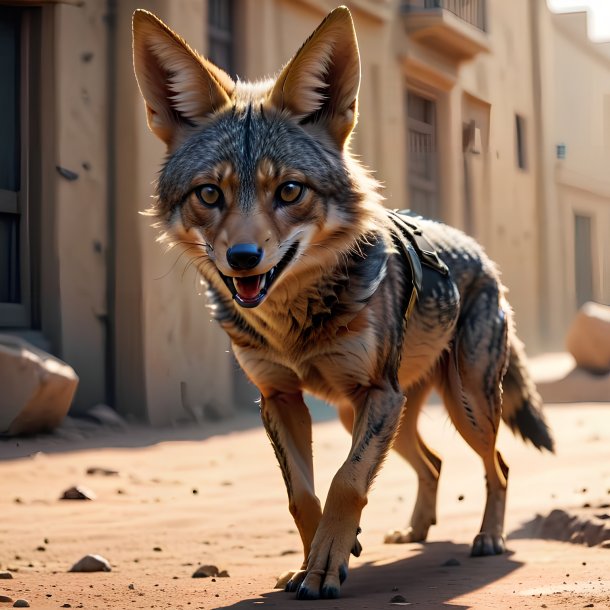 Picture of a playing jackal