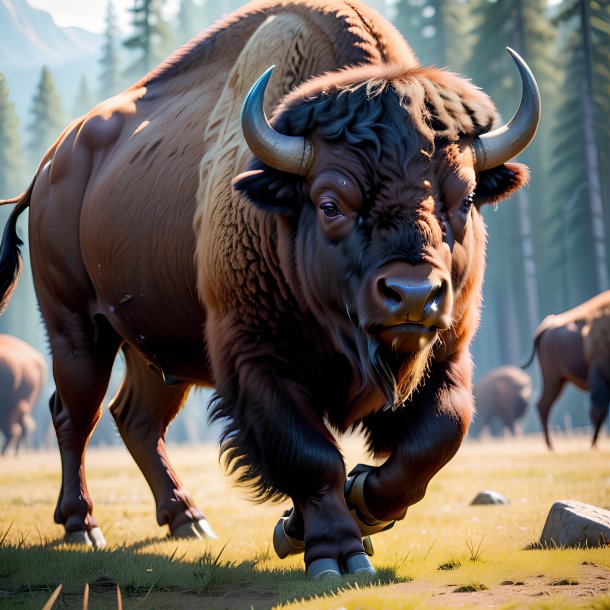 Picture of a playing bison