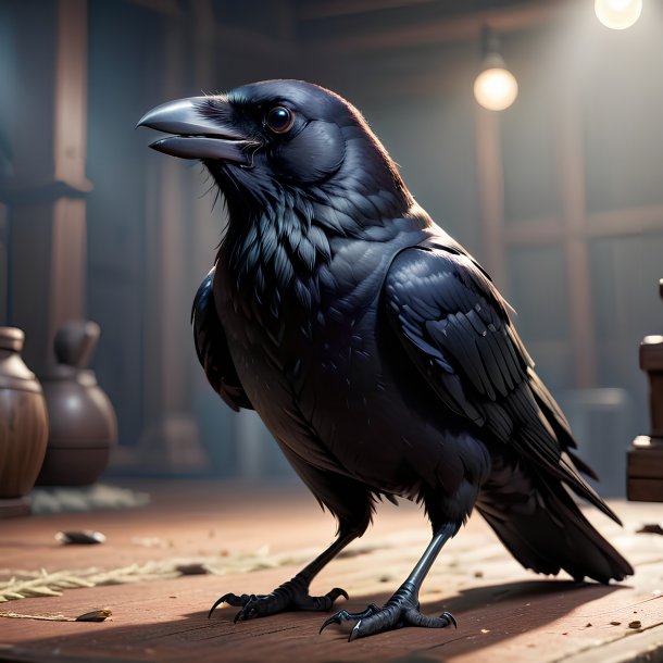 Picture of a playing crow