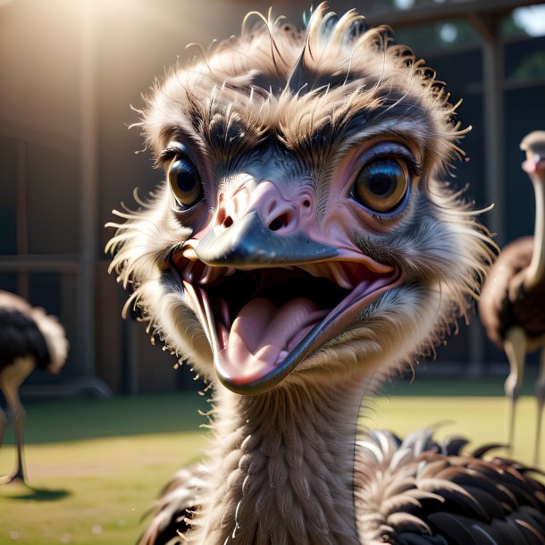 Picture of a playing ostrich