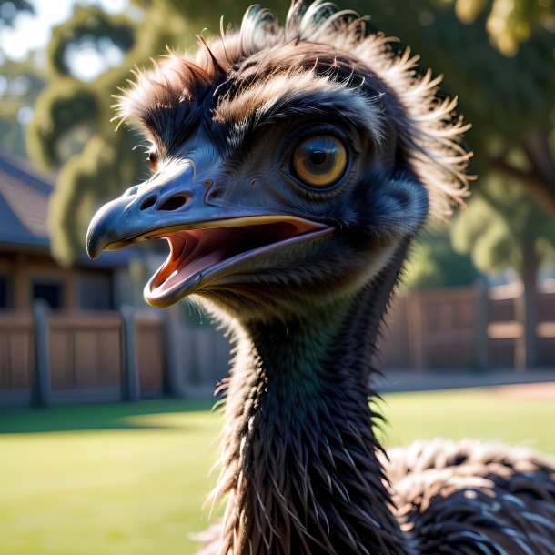 Picture of a playing emu