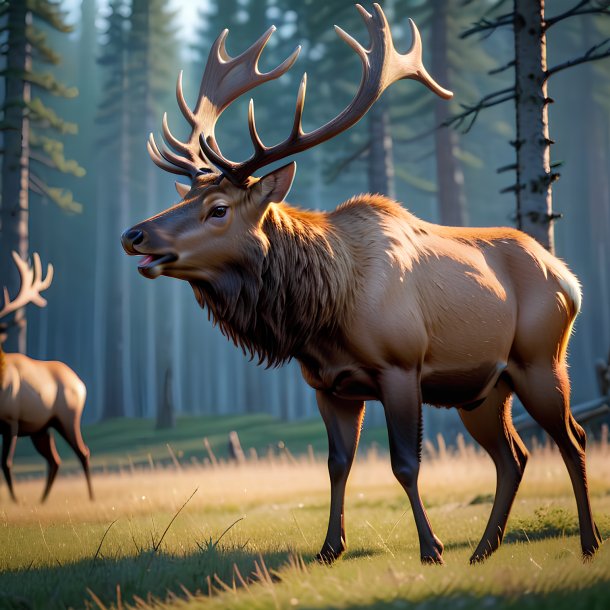 Photo d'un wapiti qui joue