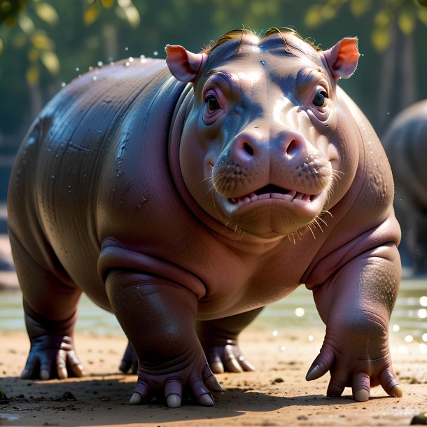 Picture of a playing hippopotamus