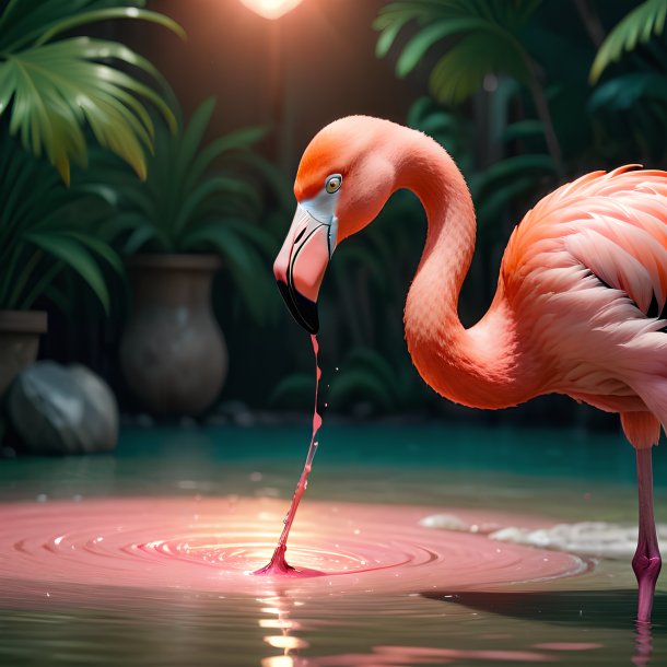 Picture of a playing flamingo