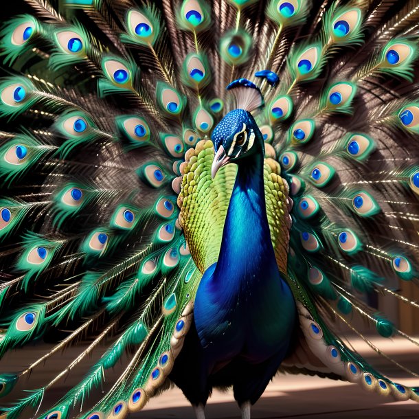 Picture of a playing peacock