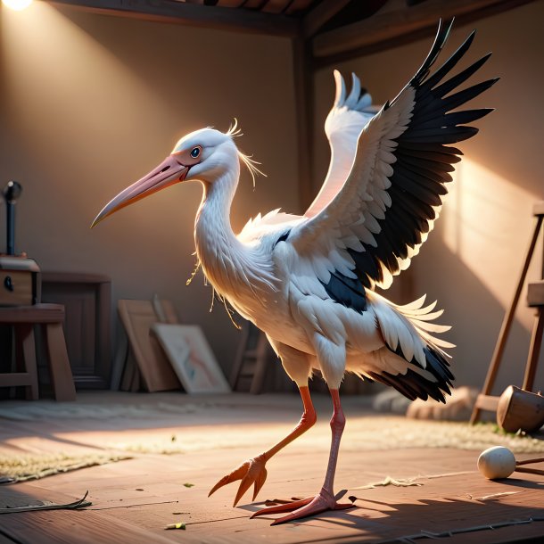 Picture of a playing stork