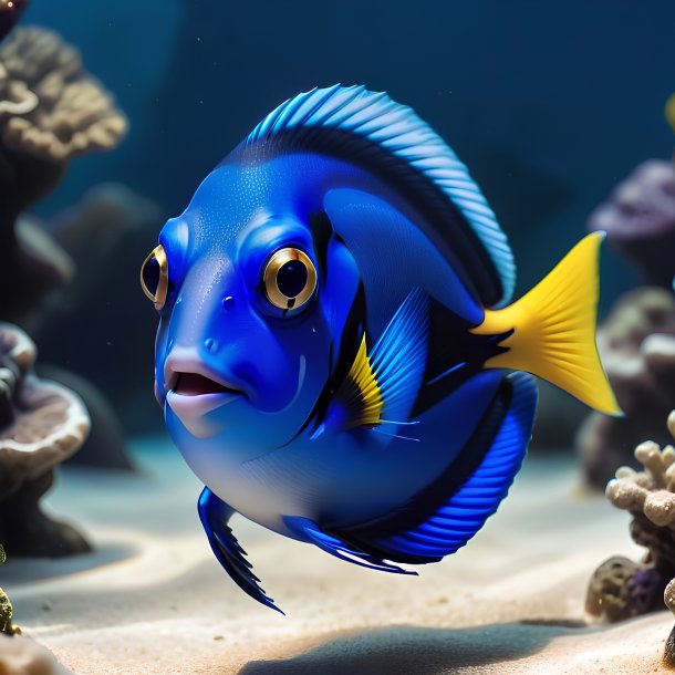 Picture of a playing blue tang