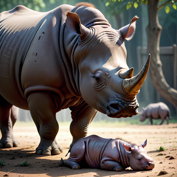 Picture of a being born rhinoceros