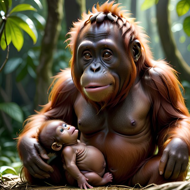 Picture of a being born orangutan