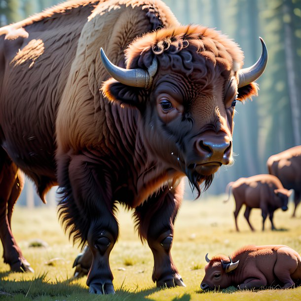 Picture of a being born bison