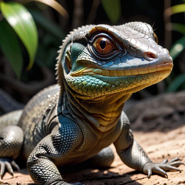 Imagem de um ser nascendo monitor lagarto