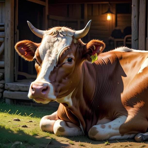 Imagem de uma vaca em repouso