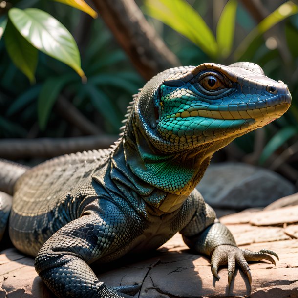 Picture of a resting monitor lizard