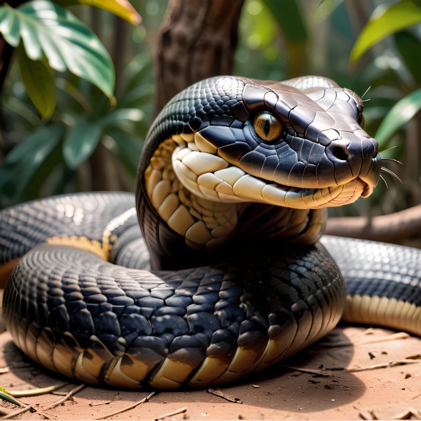 Picture of a resting king cobra