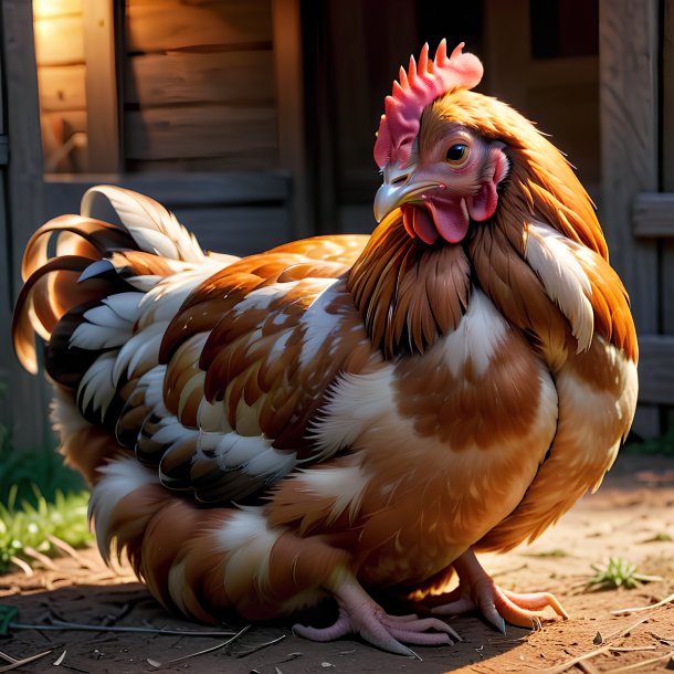 Foto de una gallina en reposo