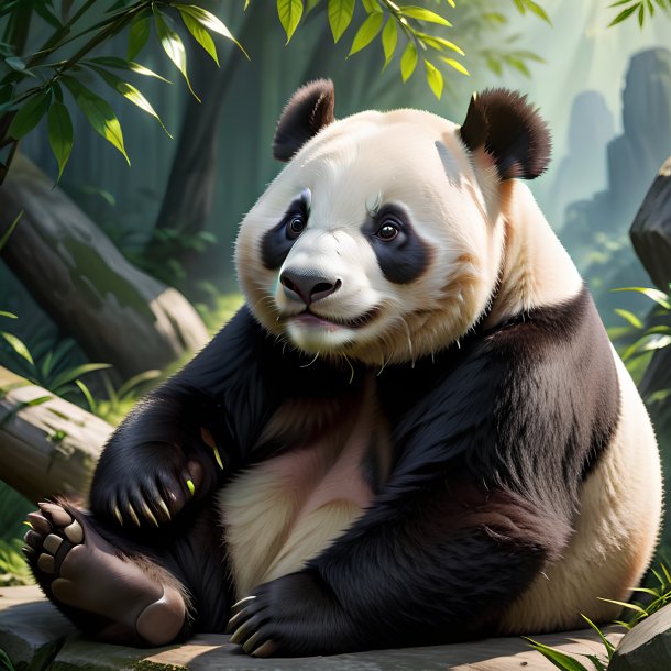 Imagem de um panda gigante em repouso