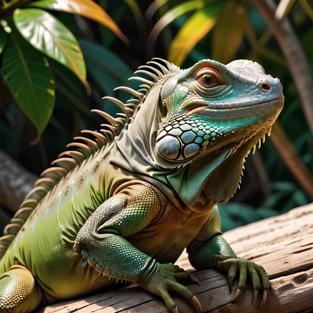 Imagem de uma iguana em repouso