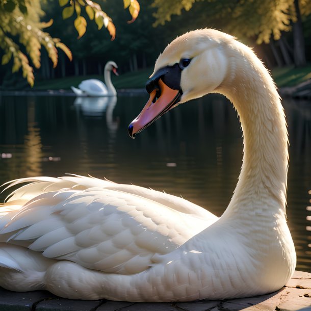 Picture of a resting swan