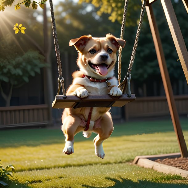 Picture of a swinging on a swing dog