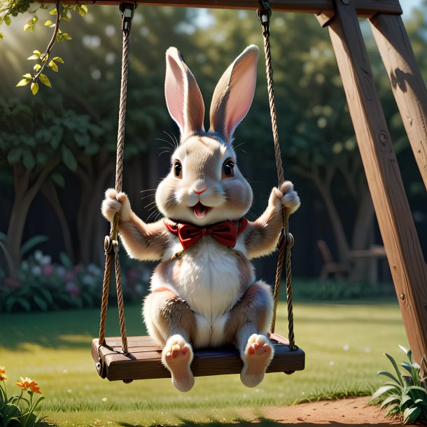 Picture of a swinging on a swing rabbit